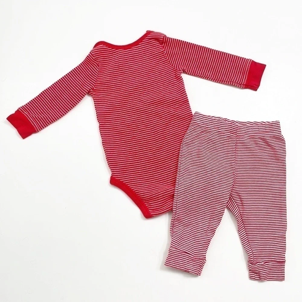 Carter’s red/white striped Christmas reindeer baby outfit - Picture 2 of 3